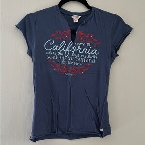 Hollister graphic t shirt come to California rhinestone Y2K size L